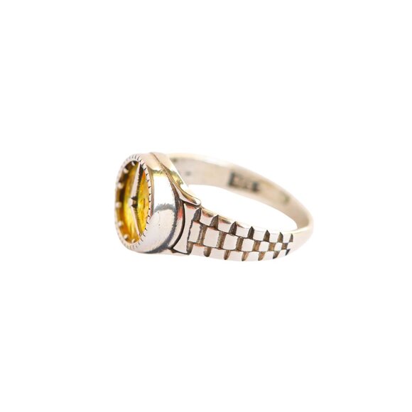 Baltic Lemon Amber Clock Ring in 925 Sterling Silver Size 8.5 - Picture 4 of 7